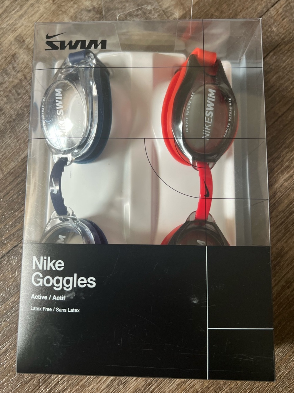 Nike Swim Goggles 2-Pack Navy Blue Red Adjustable UV Protection Latex Free NEW